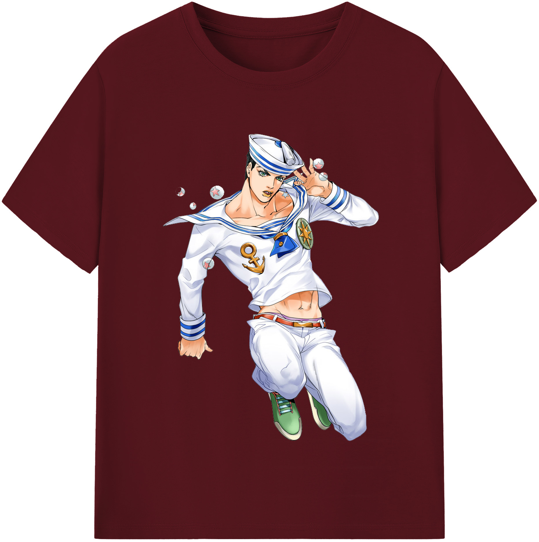 （画像用） ジョジョの奇妙な冒険 東方定助 JoJo's Bizarre Adventure Higashikata Josuke 綿100％半袖Tシャツ（フロントプリント）